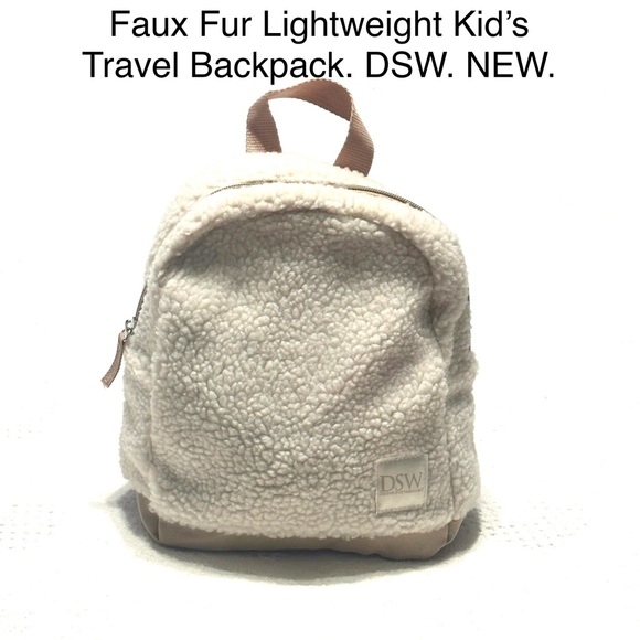 DSW Other - 5/$15💥 DSW Cream Faux Fur Kids Backpack Travel & Everyday Bag